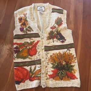 Vintage Wool Autumn Embroidered Sweater Vest